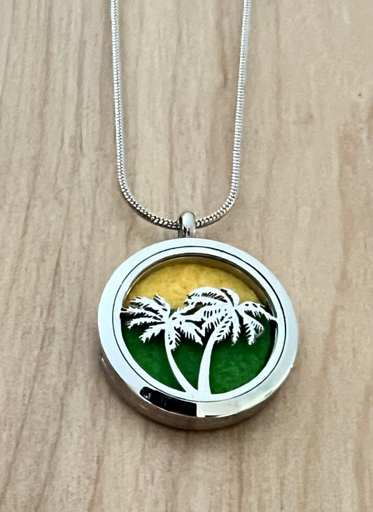 Palm Tree - Essential Oil Diffuser Necklace