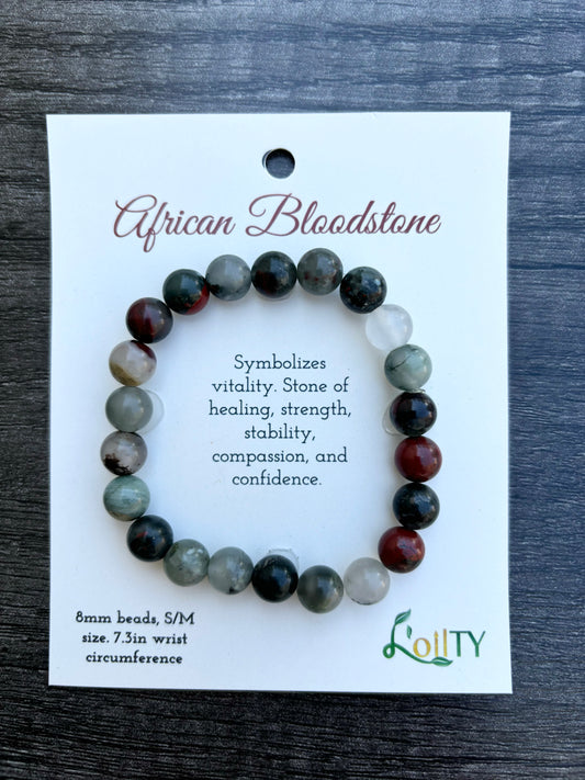 African Bloodstone Gemstone Bracelet