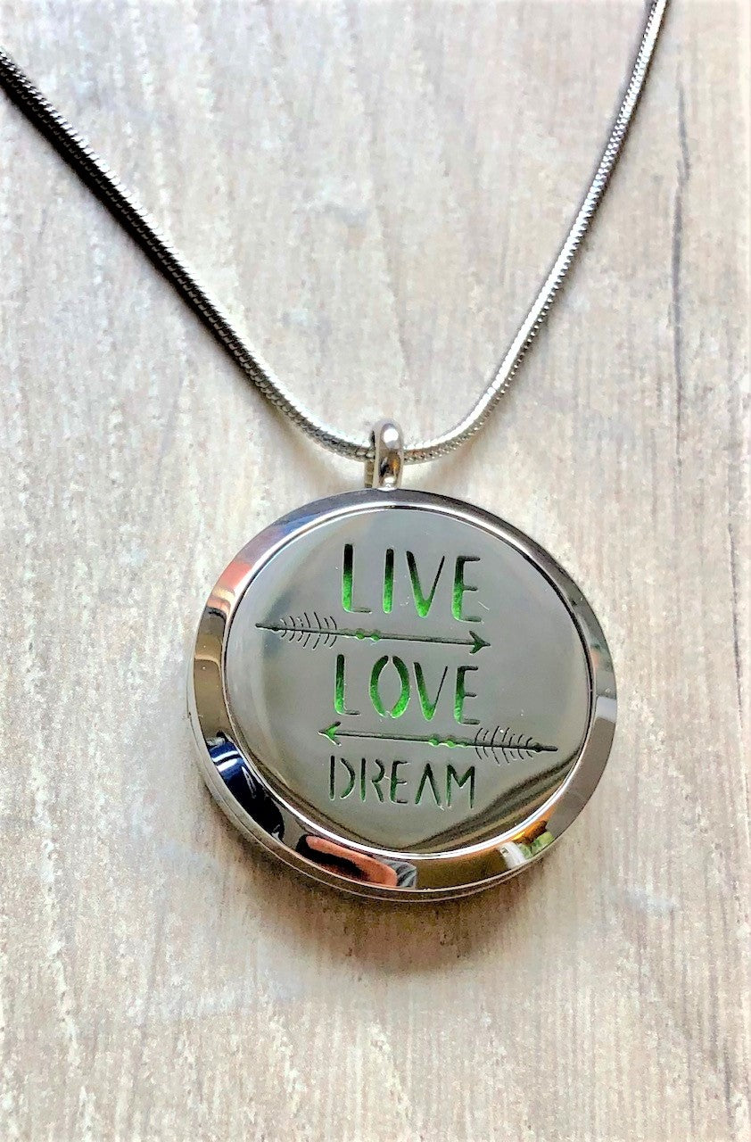 Live Love Dream - Essential Oil Diffuser Necklace