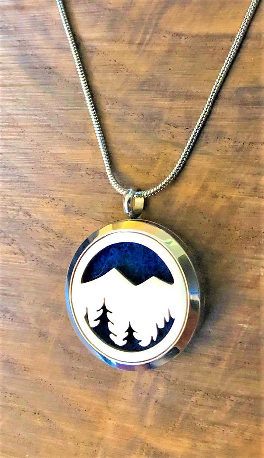 Mountain & Trees- Essential Oil Diffuser Necklace