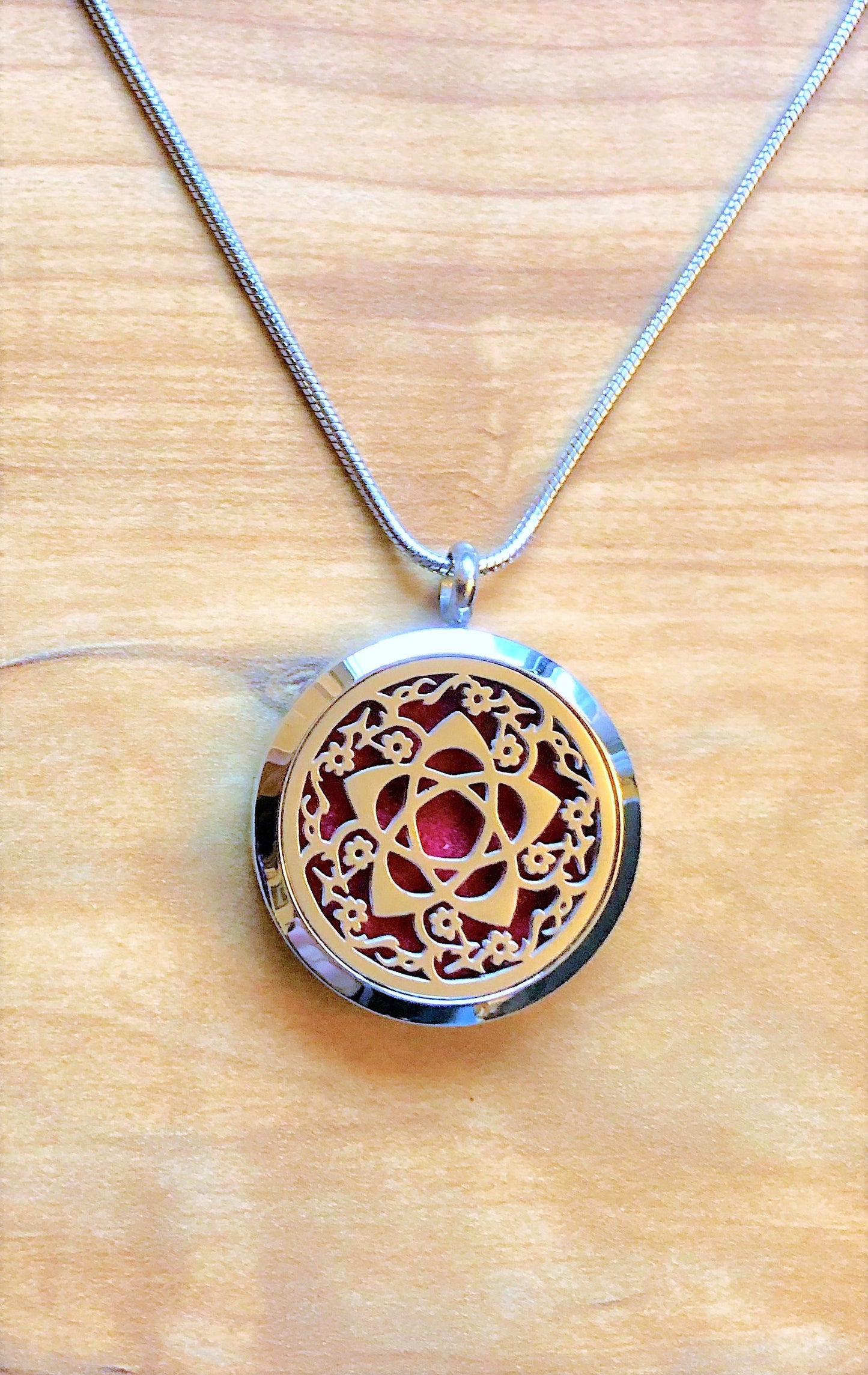 Floral Pentagram - Essential Oil Diffuser Necklace