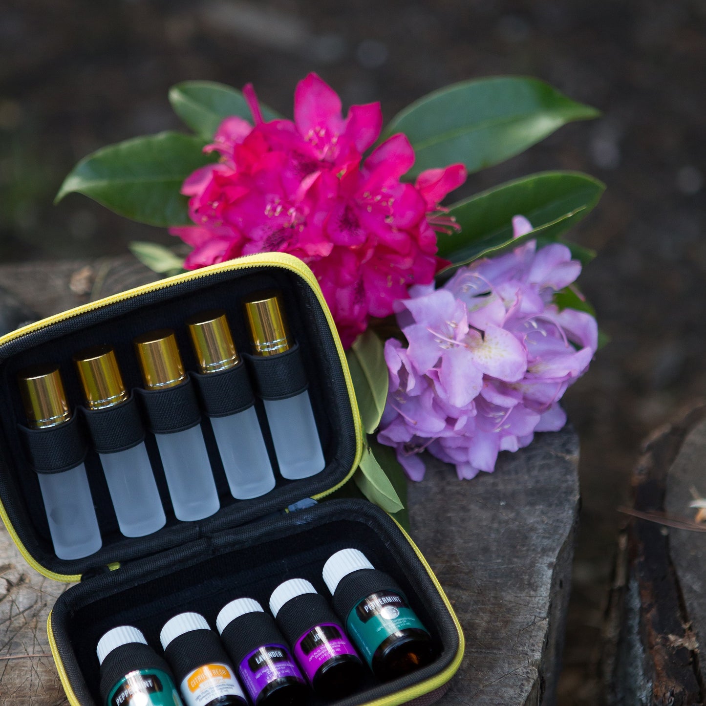 Essential Oil Travel Case- Comes with 5 Roller Bottles, 5 Roller Bottle Labels and Essential Oil Key Tool